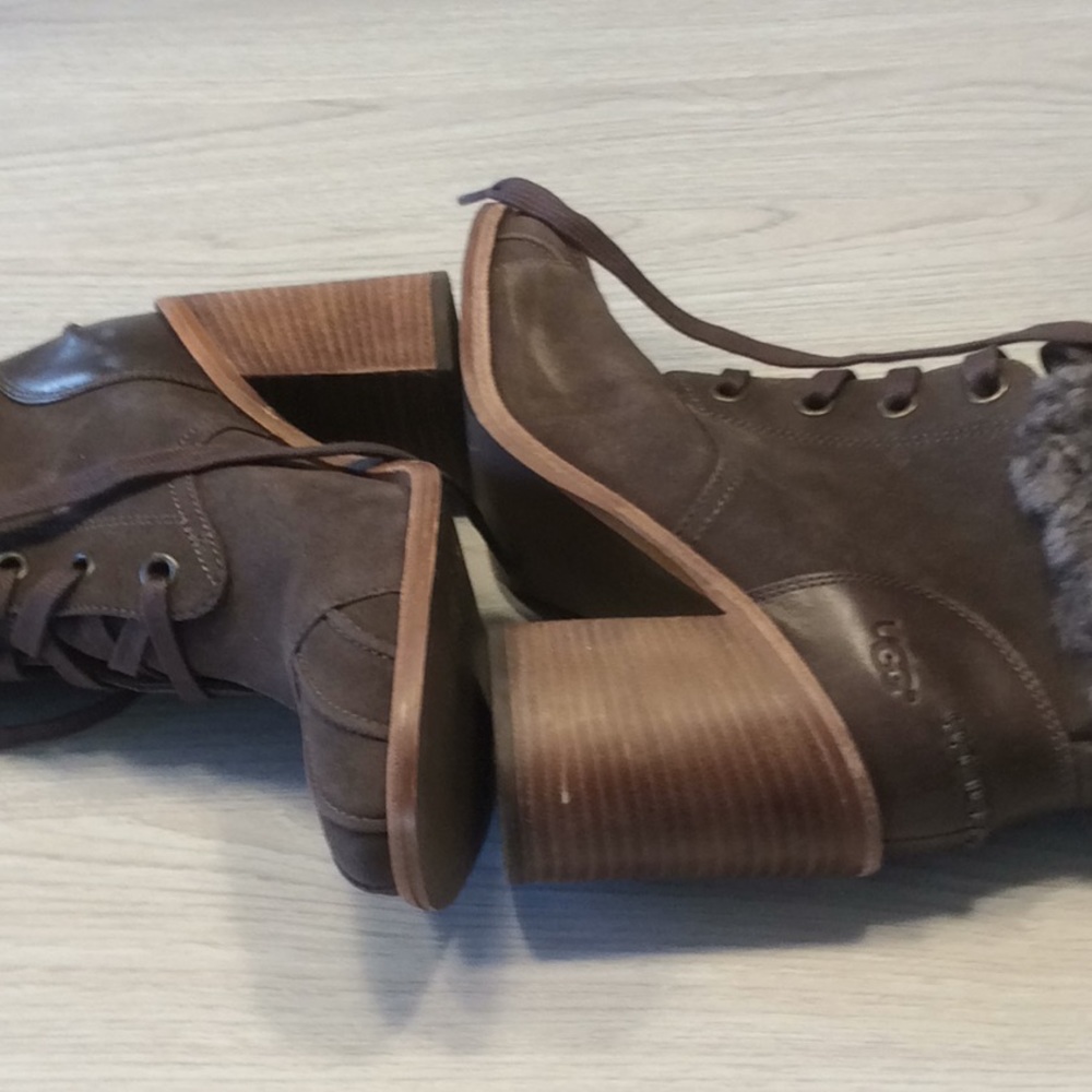 UGG Women Jaxon Brown Cuffed Shearling Bootie- 7.5 - Picture 8 of 16